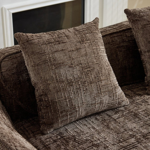 English Elm Brown Curved Two Seat Chenille Sofa with Pillows for Small Apartments Living W3612P395694