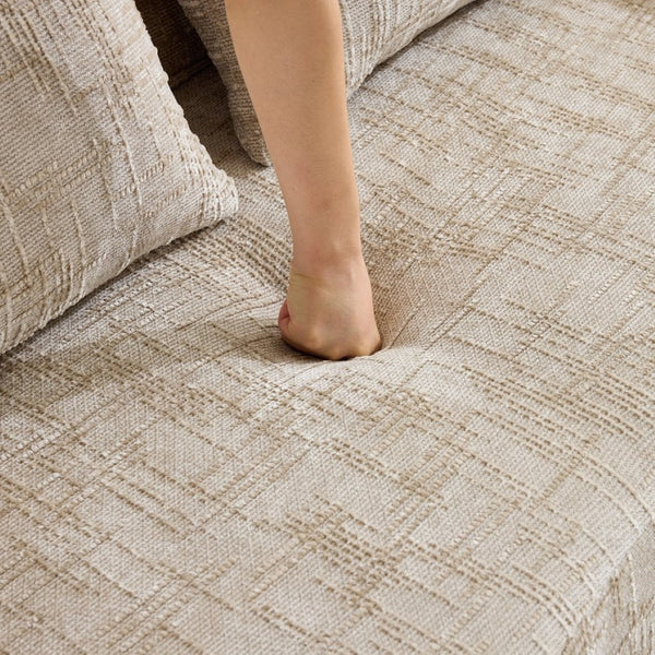 English Elm Light Khaki Chenille Curved Loveseat with Spring Support for Compact Living Spaces W3612P395699