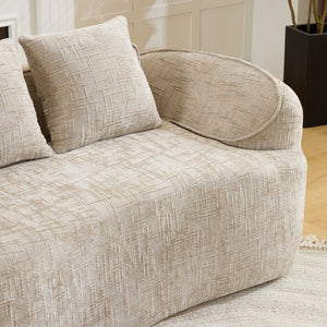English Elm Light Khaki Chenille Curved Loveseat with Spring Support for Compact Living Spaces W3612P395699