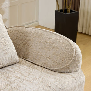 English Elm Light Khaki Chenille Curved Loveseat with Spring Support for Compact Living Spaces W3612P395699