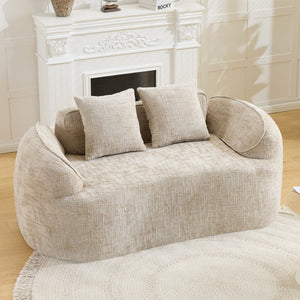 English Elm Light Khaki Chenille Curved Loveseat with Spring Support for Compact Living Spaces W3612P395699