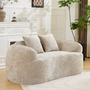 English Elm Light Khaki Chenille Curved Loveseat with Spring Support for Compact Living Spaces W3612P395699