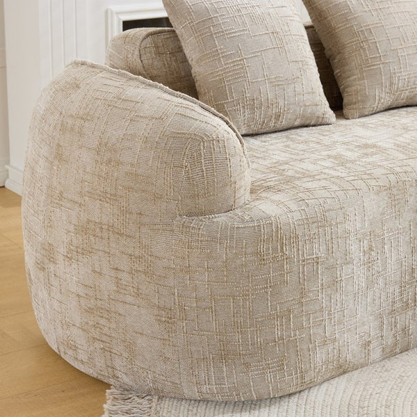 English Elm Light Khaki Chenille Curved Loveseat with Spring Support for Compact Living Spaces W3612P395699