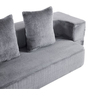 English Elm 74.81" Convertible Sofa Bed Plush Sponge Fill Foldable Lounger for Studio Apartments Grey W3612P491917