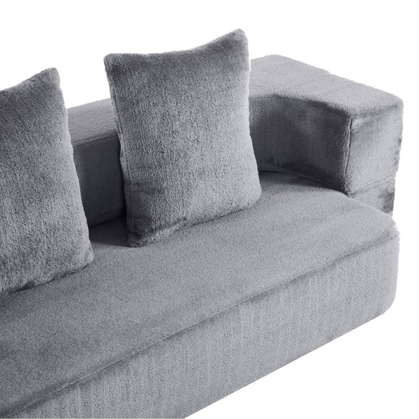 English Elm 74.81" Convertible Sofa Bed Plush Sponge Fill Foldable Lounger for Studio Apartments Grey W3612P491917