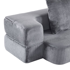 English Elm 74.81" Convertible Sofa Bed Plush Sponge Fill Foldable Lounger for Studio Apartments Grey W3612P491917