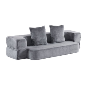 English Elm 74.81" Convertible Sofa Bed Plush Sponge Fill Foldable Lounger for Studio Apartments Grey W3612P491917