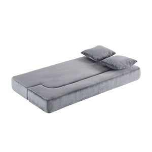 English Elm 74.81" Convertible Sofa Bed Plush Sponge Fill Foldable Lounger for Studio Apartments Grey W3612P491917