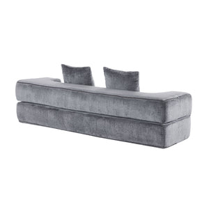 English Elm 74.81" Convertible Sofa Bed Plush Sponge Fill Foldable Lounger for Studio Apartments Grey W3612P491917
