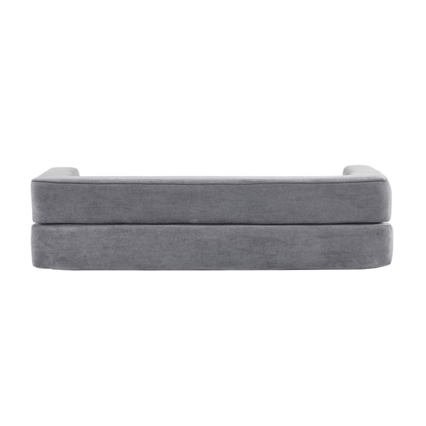 English Elm 74.81" Convertible Sofa Bed Plush Sponge Fill Foldable Lounger for Studio Apartments Grey W3612P491917