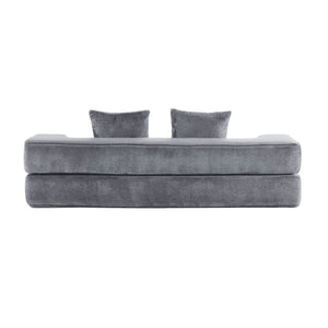 English Elm 74.81" Convertible Sofa Bed Plush Sponge Fill Foldable Lounger for Studio Apartments Grey W3612P491917