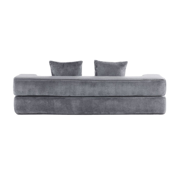 English Elm 74.81" Convertible Sofa Bed Plush Sponge Fill Foldable Lounger for Studio Apartments Grey W3612P491917