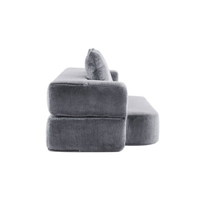English Elm 74.81" Convertible Sofa Bed Plush Sponge Fill Foldable Lounger for Studio Apartments Grey W3612P491917