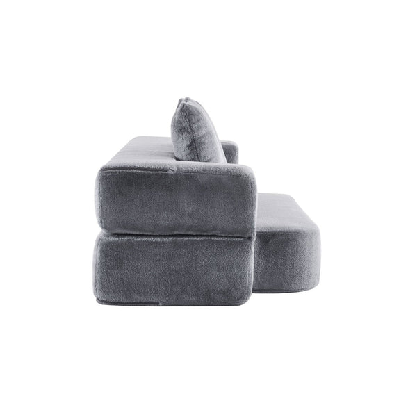 English Elm 74.81" Convertible Sofa Bed Plush Sponge Fill Foldable Lounger for Studio Apartments Grey W3612P491917