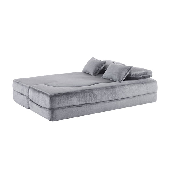 English Elm 74.81" Convertible Sofa Bed Plush Sponge Fill Foldable Lounger for Studio Apartments Grey W3612P491917