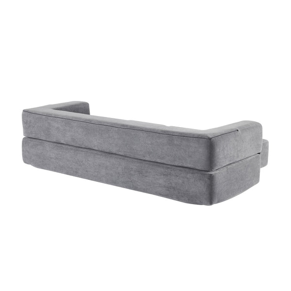 English Elm 74.81" Convertible Sofa Bed Plush Sponge Fill Foldable Lounger for Studio Apartments Grey W3612P491917