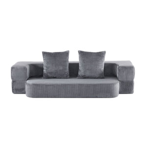 English Elm 74.81" Convertible Sofa Bed Plush Sponge Fill Foldable Lounger for Studio Apartments Grey W3612P491917