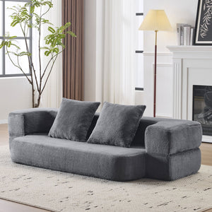 English Elm 74.81" Convertible Sofa Bed Plush Sponge Fill Foldable Lounger for Studio Apartments Grey W3612P491917