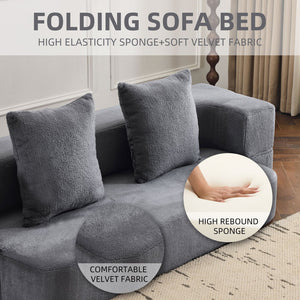 English Elm 74.81" Convertible Sofa Bed Plush Sponge Fill Foldable Lounger for Studio Apartments Grey W3612P491917