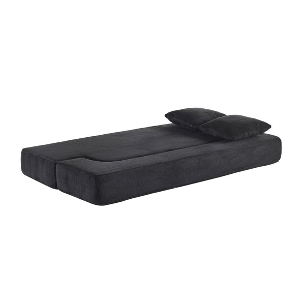 English Elm 74.81" Convertible Sofa Bed Plush Sponge Fill Foldable Lounger for Studio Apartments Black W3612P491918