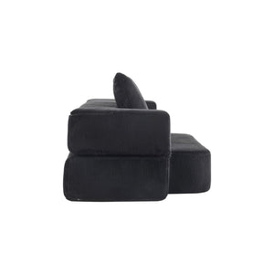 English Elm 74.81" Convertible Sofa Bed Plush Sponge Fill Foldable Lounger for Studio Apartments Black W3612P491918