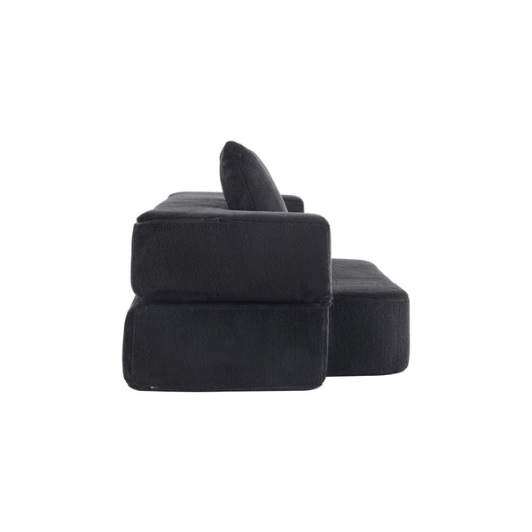 English Elm 74.81" Convertible Sofa Bed Plush Sponge Fill Foldable Lounger for Studio Apartments Black W3612P491918