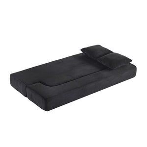 English Elm 74.81" Convertible Sofa Bed Plush Sponge Fill Foldable Lounger for Studio Apartments Black W3612P491918