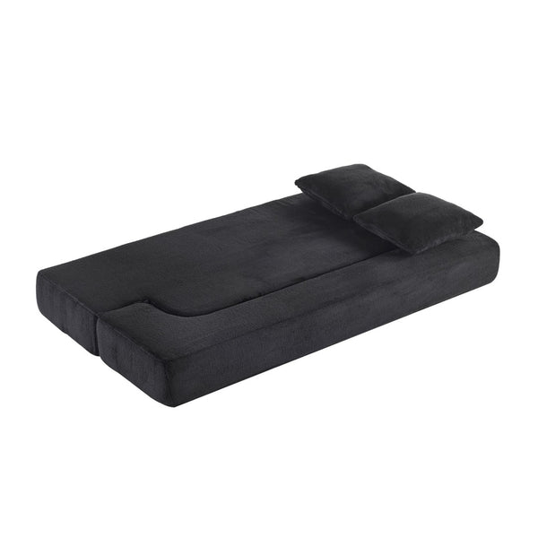 English Elm 74.81" Convertible Sofa Bed Plush Sponge Fill Foldable Lounger for Studio Apartments Black W3612P491918
