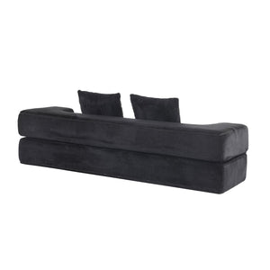 English Elm 74.81" Convertible Sofa Bed Plush Sponge Fill Foldable Lounger for Studio Apartments Black W3612P491918