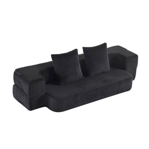 English Elm 74.81" Convertible Sofa Bed Plush Sponge Fill Foldable Lounger for Studio Apartments Black W3612P491918