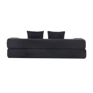 English Elm 74.81" Convertible Sofa Bed Plush Sponge Fill Foldable Lounger for Studio Apartments Black W3612P491918
