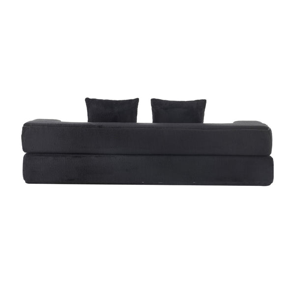 English Elm 74.81" Convertible Sofa Bed Plush Sponge Fill Foldable Lounger for Studio Apartments Black W3612P491918