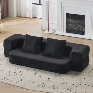English Elm 74.81" Convertible Sofa Bed Plush Sponge Fill Foldable Lounger for Studio Apartments Black W3612P491918