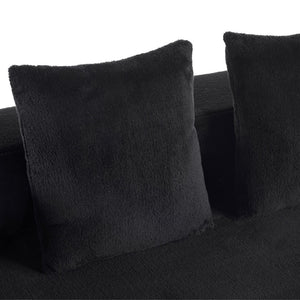 English Elm 74.81" Convertible Sofa Bed Plush Sponge Fill Foldable Lounger for Studio Apartments Black W3612P491918