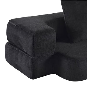 English Elm 74.81" Convertible Sofa Bed Plush Sponge Fill Foldable Lounger for Studio Apartments Black W3612P491918