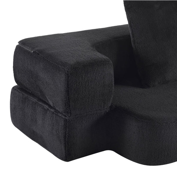 English Elm 74.81" Convertible Sofa Bed Plush Sponge Fill Foldable Lounger for Studio Apartments Black W3612P491918