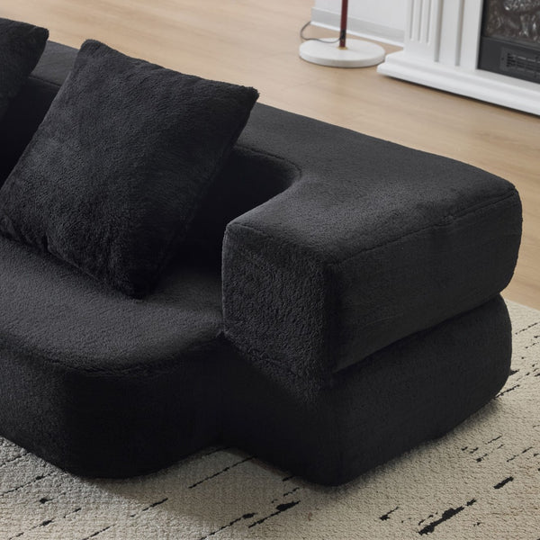 English Elm 74.81" Convertible Sofa Bed Plush Sponge Fill Foldable Lounger for Studio Apartments Black W3612P491918