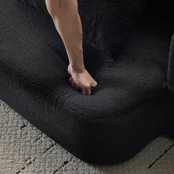 English Elm 74.81" Convertible Sofa Bed Plush Sponge Fill Foldable Lounger for Studio Apartments Black W3612P491918