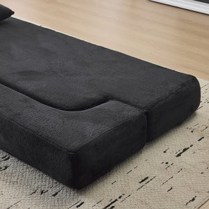 English Elm 74.81" Convertible Sofa Bed Plush Sponge Fill Foldable Lounger for Studio Apartments Black W3612P491918