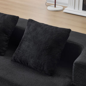 English Elm 74.81" Convertible Sofa Bed Plush Sponge Fill Foldable Lounger for Studio Apartments Black W3612P491918