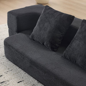 English Elm 74.81" Convertible Sofa Bed Plush Sponge Fill Foldable Lounger for Studio Apartments Black W3612P491918