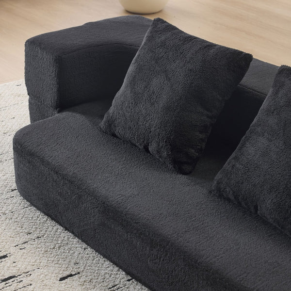English Elm 74.81" Convertible Sofa Bed Plush Sponge Fill Foldable Lounger for Studio Apartments Black W3612P491918