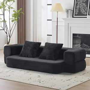 English Elm 74.81" Convertible Sofa Bed Plush Sponge Fill Foldable Lounger for Studio Apartments Black W3612P491918