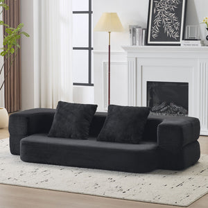 English Elm 74.81" Convertible Sofa Bed Plush Sponge Fill Foldable Lounger for Studio Apartments Black W3612P491918