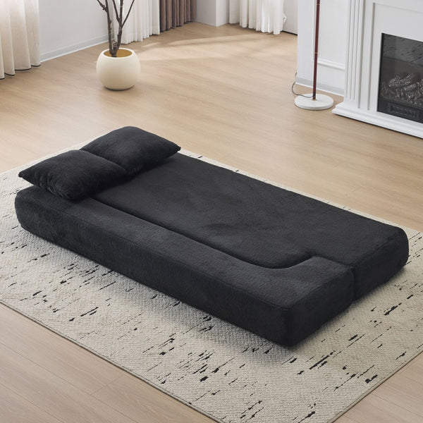 English Elm 74.81" Convertible Sofa Bed Plush Sponge Fill Foldable Lounger for Studio Apartments Black W3612P491918