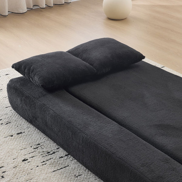 English Elm 74.81" Convertible Sofa Bed Plush Sponge Fill Foldable Lounger for Studio Apartments Black W3612P491918