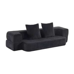 English Elm 74.81" Convertible Sofa Bed Plush Sponge Fill Foldable Lounger for Studio Apartments Black W3612P491918