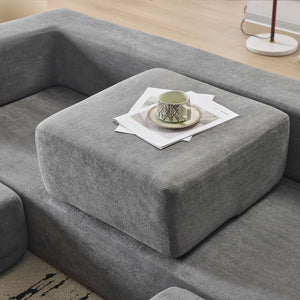 English Elm Versatile Modular Chenille Sofa with Ottomans Converts to Sectional or Sleeper Bed Grey W3612P491919