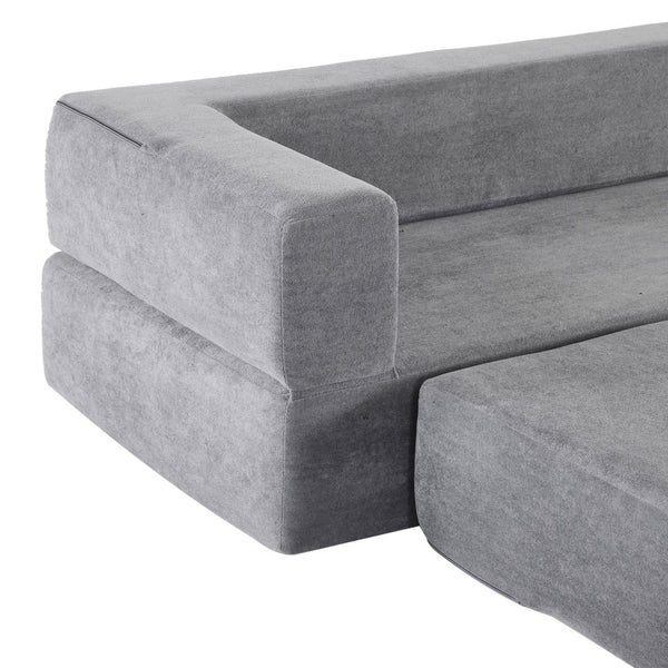 English Elm Versatile Modular Chenille Sofa with Ottomans Converts to Sectional or Sleeper Bed Grey W3612P491919