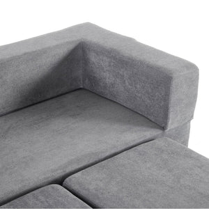 English Elm Versatile Modular Chenille Sofa with Ottomans Converts to Sectional or Sleeper Bed Grey W3612P491919